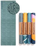 Downward Frog Printed Yoga Mat for Bikram, Hot Yoga, Fitness & Pilates - Light, Foldable, Travel Mat - Eco Natural Rubber, Vegan, Microfibre Towel Surface, Exercise Equipment & Meditation - Whirly