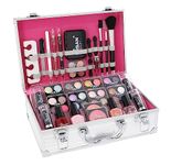 LOVE URBAN BEAUTY Essentials Vegan Makeup Case – 64-Piece Vegan Makeup Set for Teenagers – Elegant Silver Box – Compact and Lightweight Design – Travel-Friendly Women’s Makeup Set