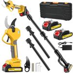 Electric Pruning Shears Cordless 1.6-2.0 Inches & Electric Pole Pruner 2-in-1 8-ft Pole, 2 * 2Ah Battery Pruning Shears, Cordless Pole Pruner Garden Tool for Tree Trimming Branch Cutter