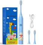 US1984 Sonic Electric Toothbrush for Kids with 5 Modes, 3 Brush Heads & Rechargeable Battery, Ultra Soft Nylon Bristles, IPX7 Waterproof, Electric Power Tooth brush (Blue)