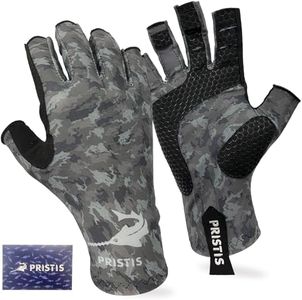 Pristis Half-Finger Fishing Gloves, UPF 50+ Breathable Quick Drying Fingerless Sun Gloves for Women Men, Fly Fishing Hunting Paddling Sailing Kayaking Hiking Canoeing Cycling (Wasteland CAMO, L-XL)