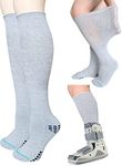 LORVVDE 2 Pairs Walking Boot Socks for Orthopedic Walker Brace, Replacement Sock Liner Knee High Tube Socks Under Air Cam Walkers and Fracture Boot, Medical Air Cast Socks for Surgical Leg Cover