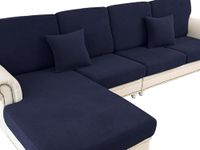 LA MEACK Couch Cushion Cover Loveseat Cover or 2 Seat Sofa Cover Washable Stretch Sectional Sofa Slipcover(1 Piece for Loveseat or Sofa 2-Seater, Navy)