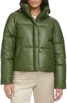 Levi's Women's Vegan Leather Quilted Short Puffer Jacket, Thyme