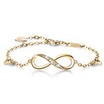 Billie Bijoux Womens 925 Sterling Silver Infinity Endless Love Symbol Charm Adjustable Bracelet Gifts (C-Gold)