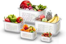 Morgans & Co 5 PACK Fridge Storage Containers, Leakproof Food & Fruit Storage Containers with Removable Colander, Multi-Size Capacaties, Dishwasher & Microwave Safe Fridge Organiser