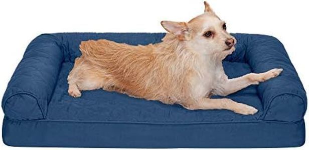 FurHaven Pet Dog Bed | Orthopedic Quilted Sofa-Style Couch Pet Bed for Dogs & Cats, Navy, Medium