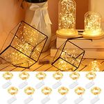 HOESOE Fairy Lights Battery Powered,[12Pack] Mini String Lights, 6.6FT 20LED Silver Wire Twinkle Lights,Firefly Lights for Bedroom, Mason Jars,Vases DIY,Craft Decoration,Wedding (Warm White)