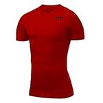 TCA Boys' HyperFusion Compression Base Layer Top Short Sleeve Under Shirt - High Risk Red, 12-14 Years