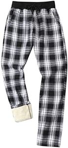 Gihuo Men's Winter Fleece Pants Sherpa Lined Sweatpants Straight Leg Running Plaid Print Sports Pants(2#Plaid-L)