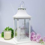 Thoughts of you Heaven In Our Home White Memorial Lantern with 3 LED Candles Battery Op