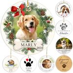 Personalized Christmas Ornament,Double-Sided Ceramics Picture & Photo Custom Cat Dog Pet Christmas Ornament,Pet Memorial Christmas Ornaments,Dogs First Christmas Ornament 2024,Customized Xmas Ornament