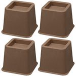 Bed Risers 3 Inch, Heavy Duty Square Furniture Frame Lift for Couch, Chair, Desk, Sofa and Bunk Bedpost, Set of 4, Brown