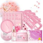 Skin Care Sets & Kits For Teenage Girls Gifts, Sakura Pamper Sets For Teenage Girls, Teen Skincare Set For Girls Pamper Set With Face Serum,Face Cream,Sleep Mask,Eye Mask,Mud Mask,Lip Mask