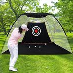 Kapler 12x7FT Golf Hitting Nets for Indoor Garage Outdoor Backyard Driving Use, Heavy Duty Golf Exercise Driving Range Net Cage for Home, Portable Golf Ball Swing Hitting Practice Net for Backyard