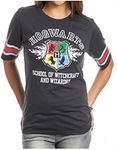 Bioworld Harry Potter Hogwarts Juniors Black Hockey T-Shirt (Medium)