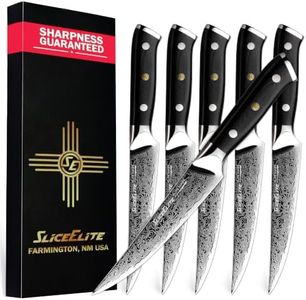 6-Piece Steak Knife Set VG10 Damascus Blades G10 Handles & Blade Guards