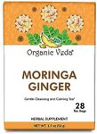 Organic Veda Moringa Ginger Green Tea, 28 Tea Bags - 100% Natural Ginger Moringa Herbal Tea for Energy, Immunity & Digestion with Essential Nutrients & Antioxidants - No GMO, Gluten-Free, Vegan