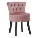 Warmiehomy Vanity Dressing Table Chair With High Backrest,Button Design Makeup Table Stool, Padded Dressing Table Stool For Bedroom Furniture Wooden Legs 40 * 40 * 69CM Pink