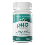 pH-D Feminine Health, First Woman Owned Boric Acid Vaginal Suppositories, Made in USA, Bottle of 24 (600mg)