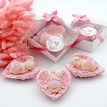 giftupstore Pink Baby Shower Favor, 16 Set of Scented Stone Angel with Wing Baby Favor Magnet, Baby Favor Girl with Thank You tags, Baptism Favor, magnets favors, communion favors