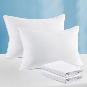 puredown Almohadas de plumas de ganso para dormir con 2 protectores exteriores, juego de 2 almohadas de hotel King (paquete de 2)
