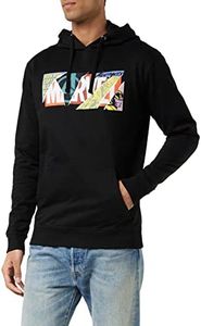 Marvel Men's Scrapbook Logo Hoodie Hooded Sweatshirt, Black, X-Large