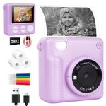 Cutyerbee Kids Camera Instant Print 1080P 2.4'' Kids Camera with 32GB SD Card & 3 Rolls Print Paper Instant Print Camera for Girls and Boys 3-12 Years(Violet)