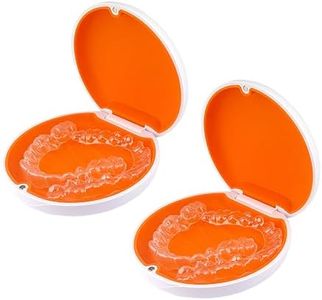 Maoerdental Retainer Case,Cute Slim Aligner Case Compatible with Invisalign,Customized Magnetic Closure Orthodontic Retainer Cases (2 Pack White+ Orange Silicone)
