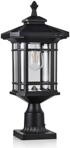 Kemeco Solar Post Light ST4338Q with Pire Mount Base Outdoor, Waterproof Black Cast Aluminum Bright Warm White LED Solar Powered Lamp for Pole Pillar Yard Deck Garden Gates Landscape