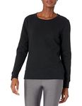 Amazon Essentials Women's French Terry Fleece Crewneck Sweatshirt (Available in Plus Size), Black Heather, M