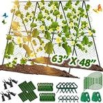 48”x 63”Large Foldable Cucumber Trellis Set,Light Weight A-Frame Metal Garden Trellis for Climbing Plant Outdoor, Climbing Plant Grow Support for Peas,Flowers,Tomato,Squash,Vegetable