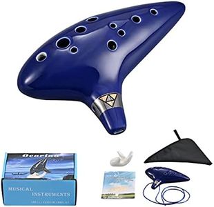 Ocarina 12-Hole Alto C Ceramic Piccolo, Musical Instrument Gift for Adults beginners with Display Stand Music Book Neck-Strap Bag