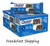 Quest Nutrition Hero Protein Bars, Low Carb Gluten Free, Cookies/Cream, 12 Count