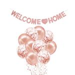 Yueshop Welcome Home Decoration Banner Set, 1PCS Welcome Home Banner, Rose Gold Sequin Balloons Latex Balloons, 10M Ribbon Great for Home,Family Party Decorations