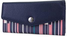 Nautica Money Manager RFID Slim and Small Wallet for Women - Credit Card Holder with Coin Purse and Zipper Wallet, Women's Clutch Organizer in Ribbon Stripe