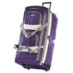 Olympia U.S.A. 8 Pockets Wheeled Rolling Duffel Bag Water Resistant Luggage Lightweight Travel Suitcase with Retractable Handle, Dark Lavender, 83.82 cm, 8 Pocket Rolling Duffel Bag