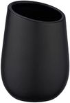 WENKO Badi Black Ceramic Tumbler - Toothbrush Holder for Toothbrush and Toothpaste, Ceramic, 8 x 11 x 8 cm, Black