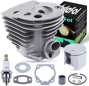 Adefol 46mm Nikasil Cylinder Piston Kit for Husqvarna 51 55 Rancher Chainsaw, 46mm Piston Cylinder Assembly + Piston Kit + Needle Bearing + Spark Plug + Gasket Replacement