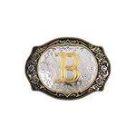 Western Belt Buckle Initial Letters ABCDMRJ to Z Cowboy Rodeo Small Gold Belt Buckles for Men Women (B)