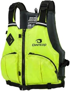 Owntop Women & Men Swim Vest for Kayaking & Paddle Sports, Adjustable Swimming Vest for Adult, Large Armhole Swim Jacket with Crotch Strap for Fishing & Boating (GreenYellow, XL/XXL)