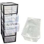 Home Office Multipurpose Black Frame 5 Clear Modular Plastic Utility Storage Drawer (1)