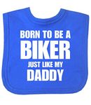 BabyPrem Baby Bib Born to Be a Biker Like Daddy Clothes Hook and Loop One Size Royal