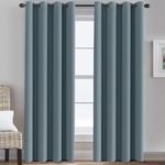 H.VERSAILTEX Grommet Bedroom Curtain Thermal Insualted Room Darkening Curtain for Living Room Window Treatment Long Curtain for Patio Door, Christmas Holiday Curtain (1 Panel, Stone Blue, 52'W x 96'L)