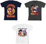 Bioworld Dragon Ball Z Legend in The Making Youth 3- Pack Crew Neck Short Sleeve T- Shirts Multicolored