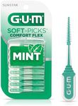 GUM Soft-Picks Comfort Flex, Easy to Use Dental Picks for Teeth Cleaning and Gum Health, Disposable Interdental Brushes with Convenient Carry Case, Dentist Recommended Dental Picks, Mint, 80ct