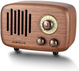 SIMOLIO Radio Retro Bluetooth Speaker, Vintage Design, 9W Stereo Sound, Black Walnut Wood CSR, FM Radio & AUX, Natural Wood Speaker with HD Sound and Bass, Gift Ideas - JH-761M