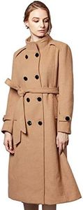 Escalier Women's Wool Trench Coat Winter Double-Breasted Jacket with Belts Camel L