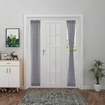 Aquazolax French Door Curtain Panel Linen Look Patio Glass Door Panels Premium Soft Sheer Curtains with Tieback for Sidelights Front Door, 1 Piece, W30 x L72 Inches, Grey