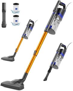 VACTechPro 32KPa/680W/6M Aspirateur, Aspirateur Balai avec Dépoussiéreur 800ML, Aspirateur Balai avec Fil avec Design à Double Poignée, Aspirateurs Balais et Balais Électriques pour Sols Durs, Or